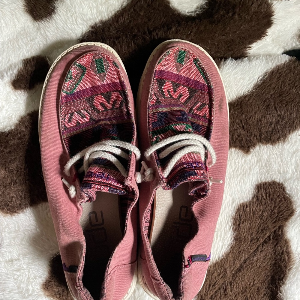 Hey Dude Pink Patterned Women's Sneakers